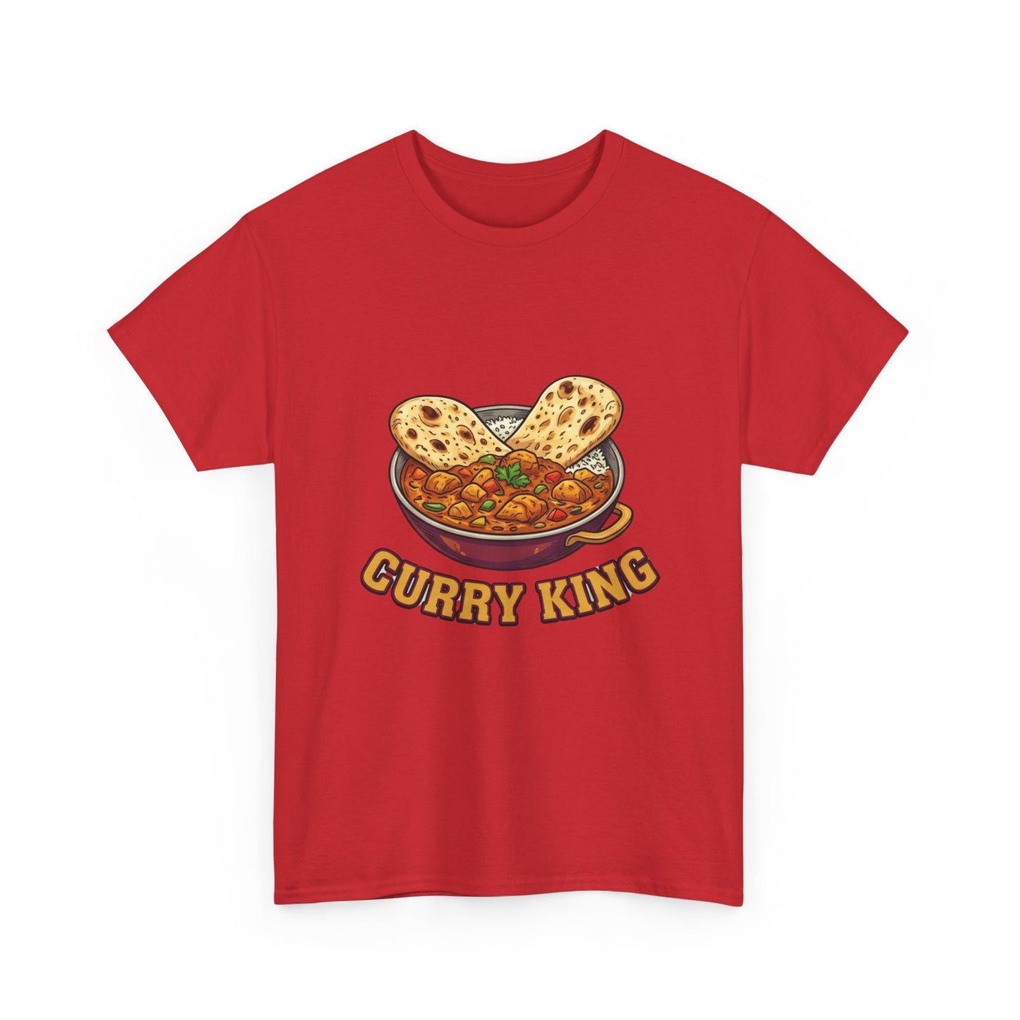 Curry King T-Shirt — Funny Indian Food Graphic Tee with Naan & Curry Bowl