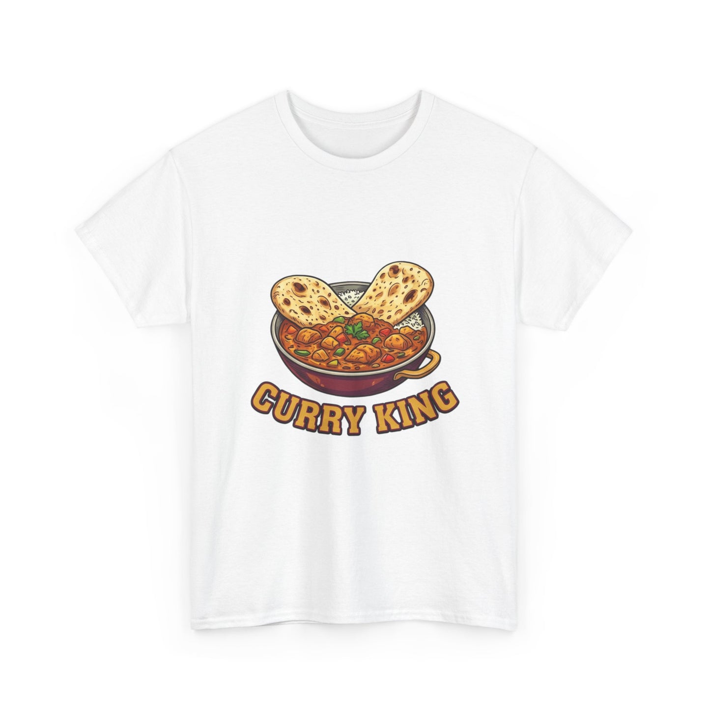 Curry King T-Shirt — Funny Indian Food Graphic Tee with Naan & Curry Bowl
