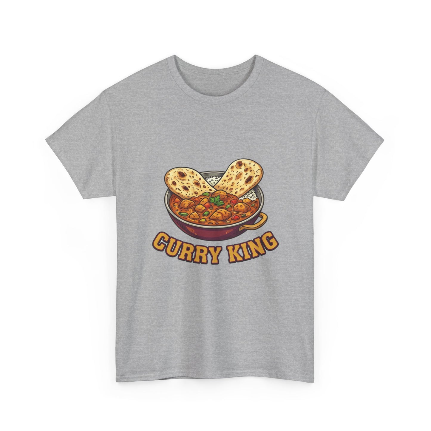 Curry King T-Shirt — Funny Indian Food Graphic Tee with Naan & Curry Bowl