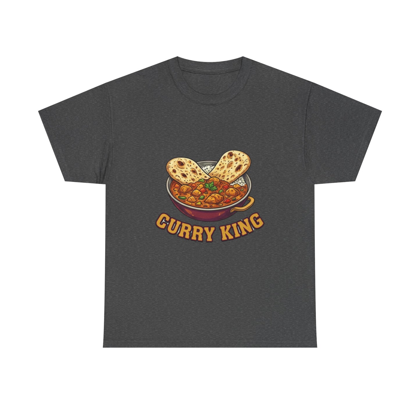 Curry King T-Shirt — Funny Indian Food Graphic Tee with Naan & Curry Bowl