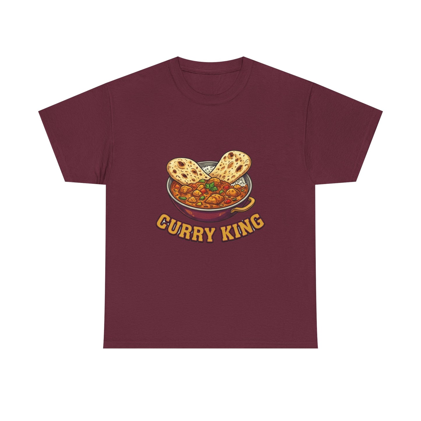 Curry King T-Shirt — Funny Indian Food Graphic Tee with Naan & Curry Bowl