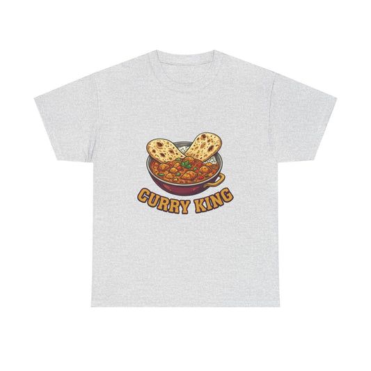 Curry King T-Shirt — Funny Indian Food Graphic Tee with Naan & Curry Bowl