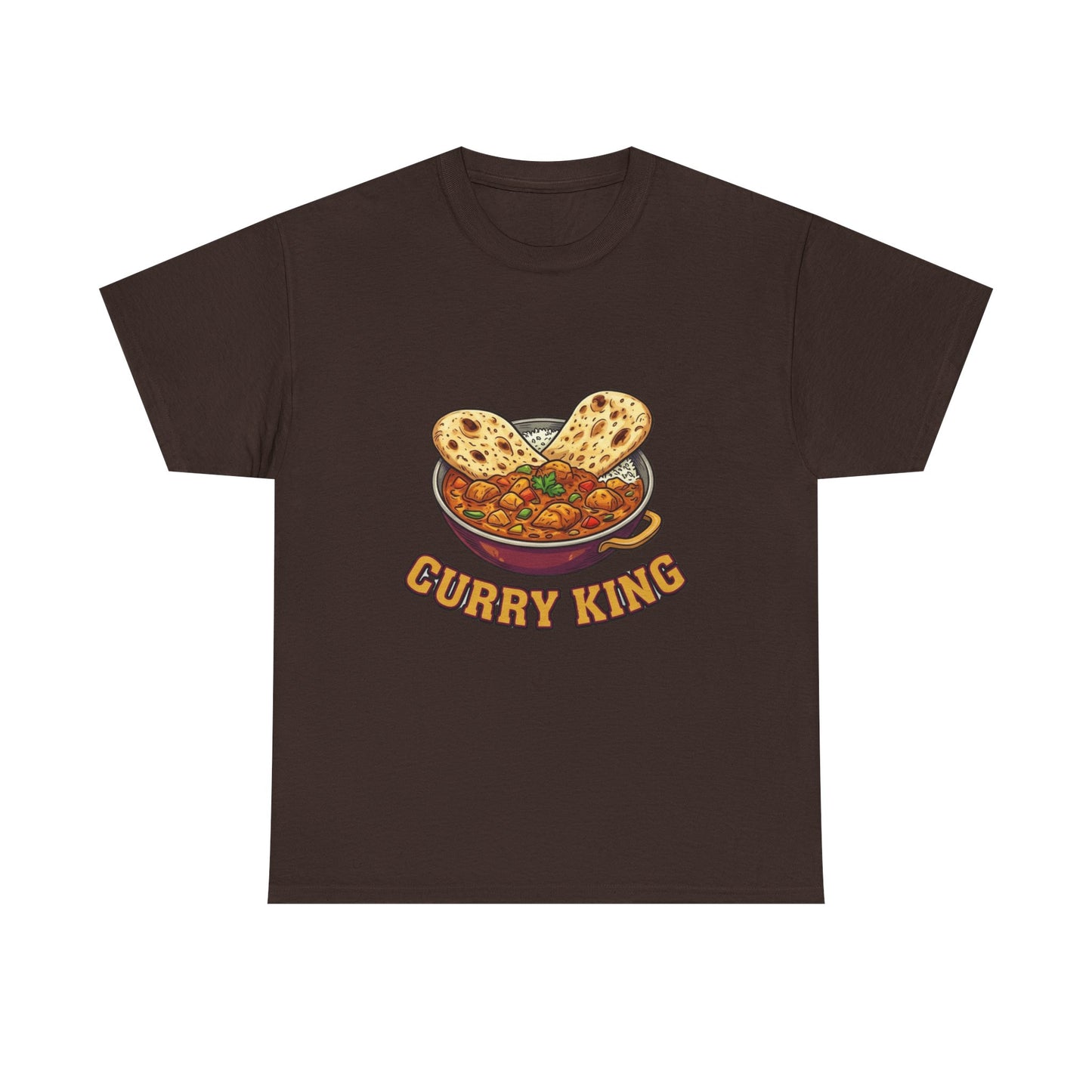 Curry King T-Shirt — Funny Indian Food Graphic Tee with Naan & Curry Bowl