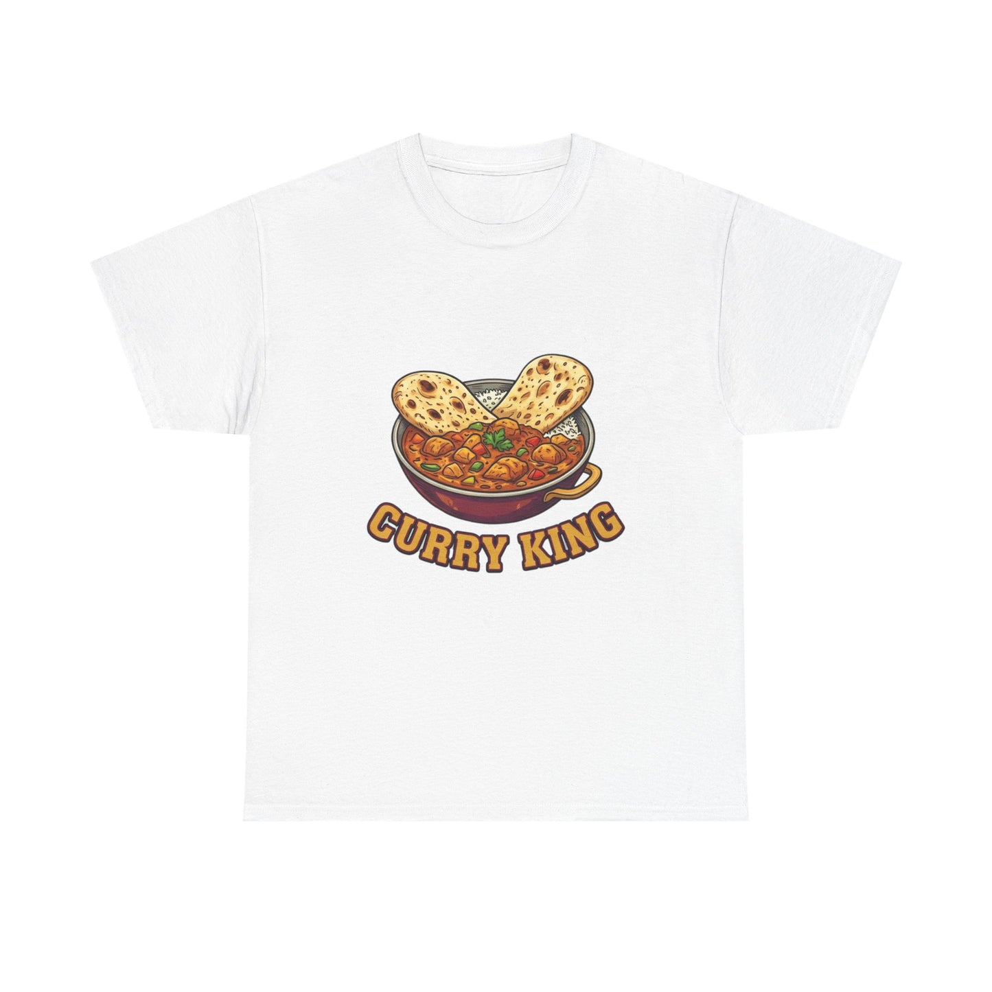 Curry King T-Shirt — Funny Indian Food Graphic Tee with Naan & Curry Bowl