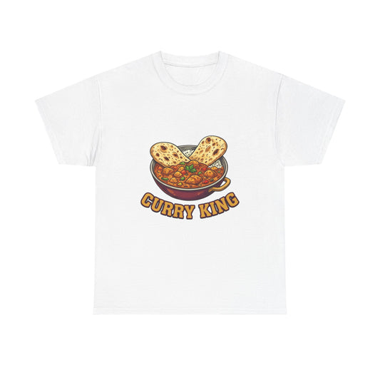 Curry King T-Shirt — Funny Indian Food Graphic Tee with Naan & Curry Bowl