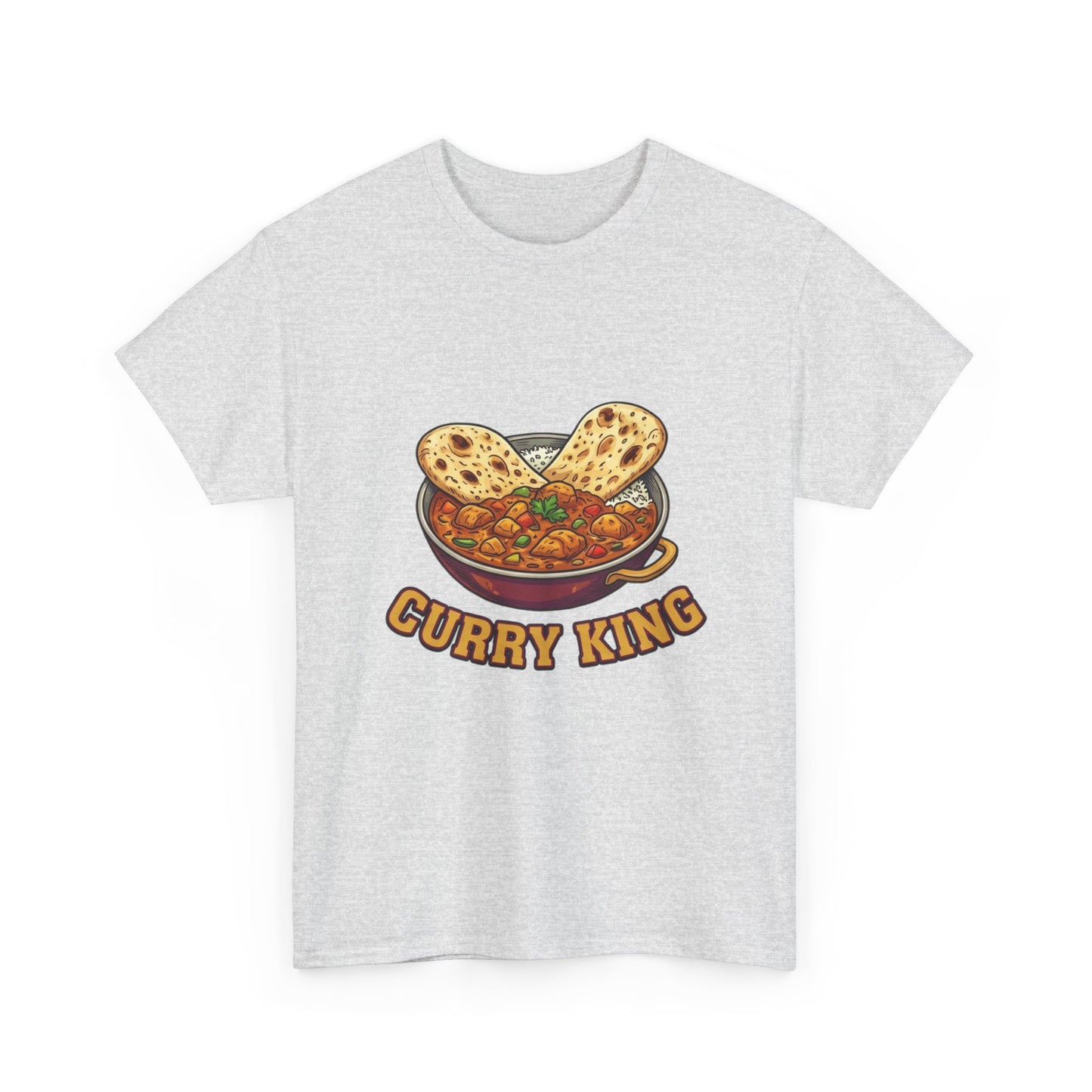Curry King T-Shirt — Funny Indian Food Graphic Tee with Naan & Curry Bowl