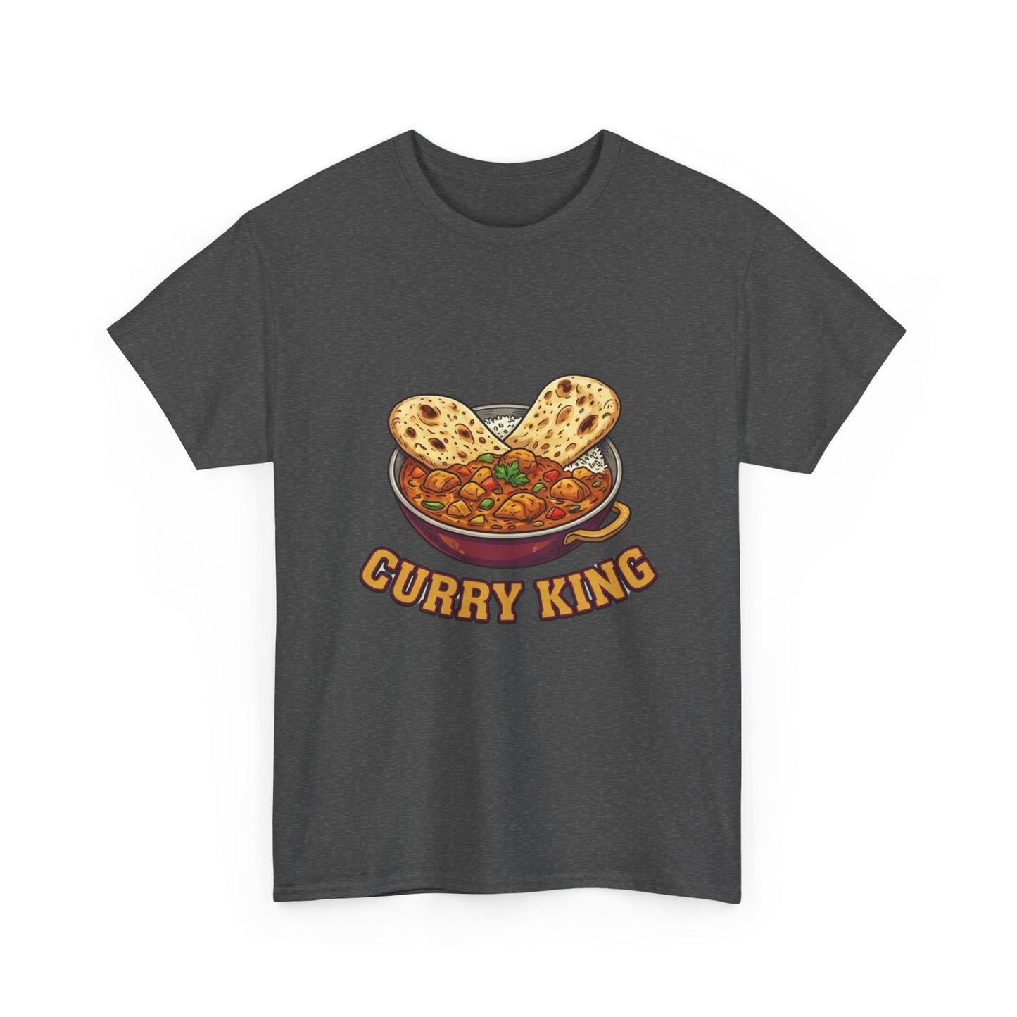 Curry King T-Shirt — Funny Indian Food Graphic Tee with Naan & Curry Bowl