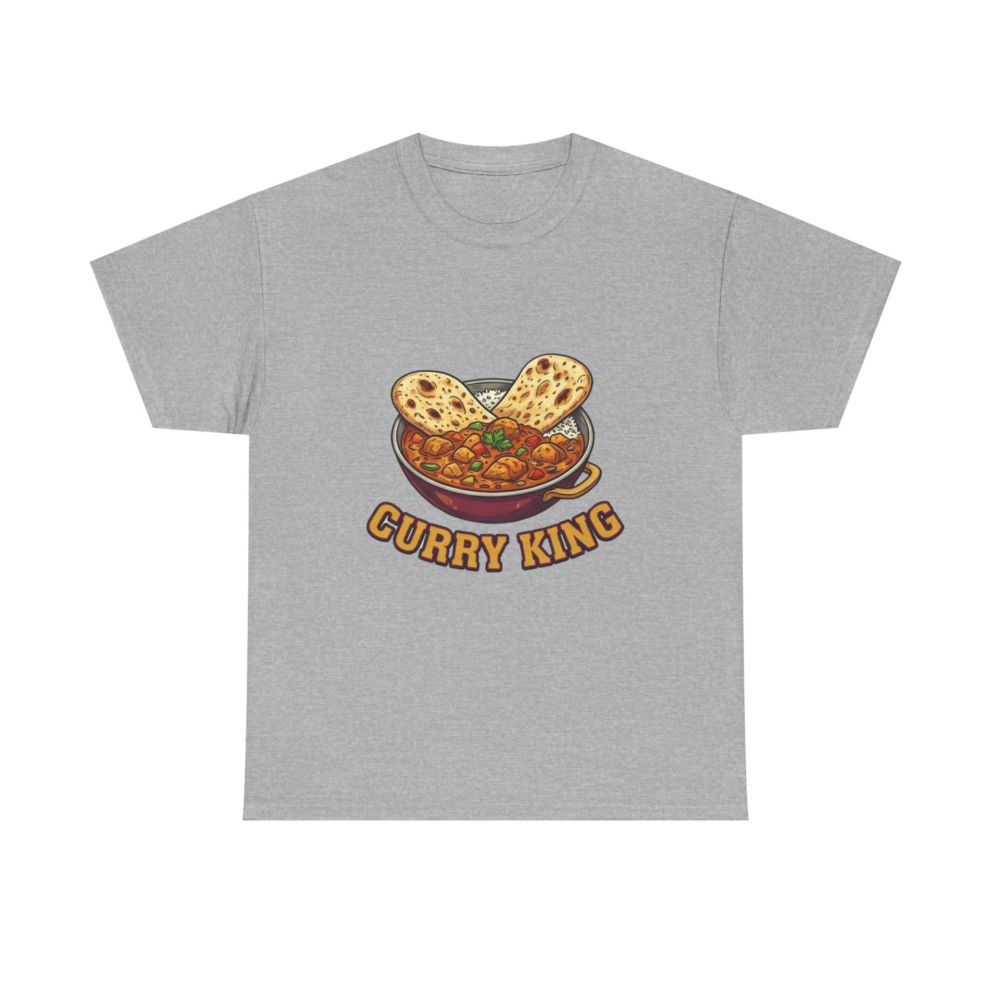 Curry King T-Shirt — Funny Indian Food Graphic Tee with Naan & Curry Bowl