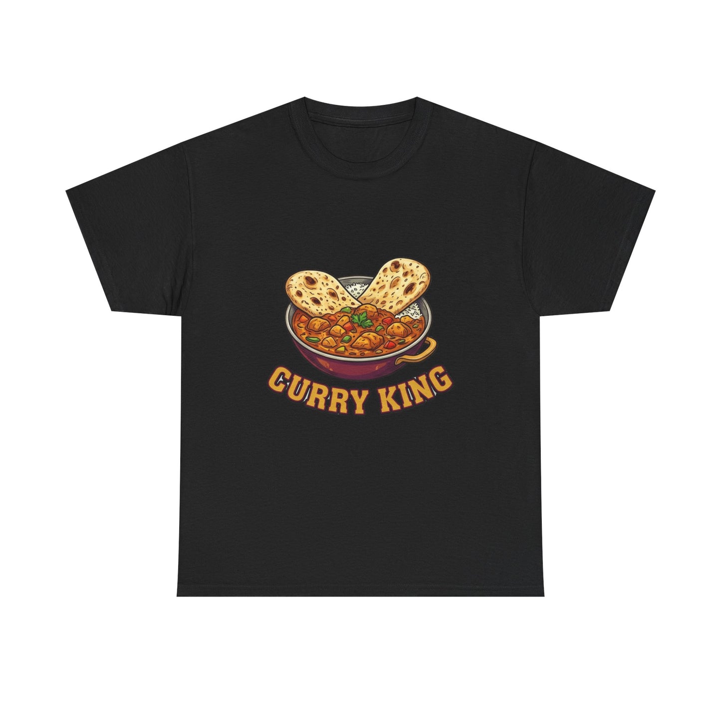 Curry King T-Shirt — Funny Indian Food Graphic Tee with Naan & Curry Bowl