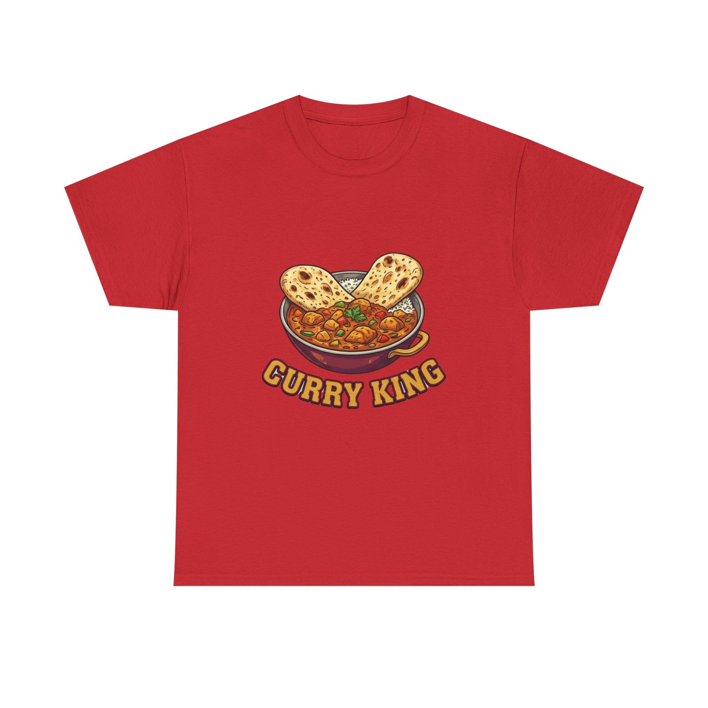 Curry King T-Shirt — Funny Indian Food Graphic Tee with Naan & Curry Bowl