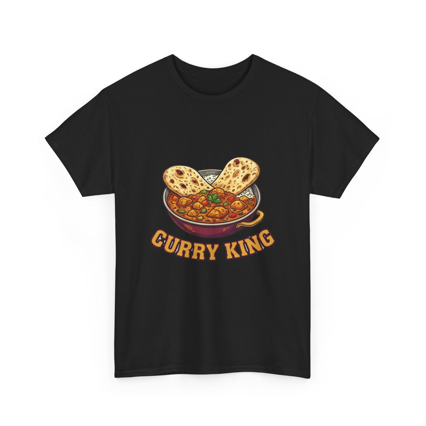 Curry King T-Shirt — Funny Indian Food Graphic Tee with Naan & Curry Bowl